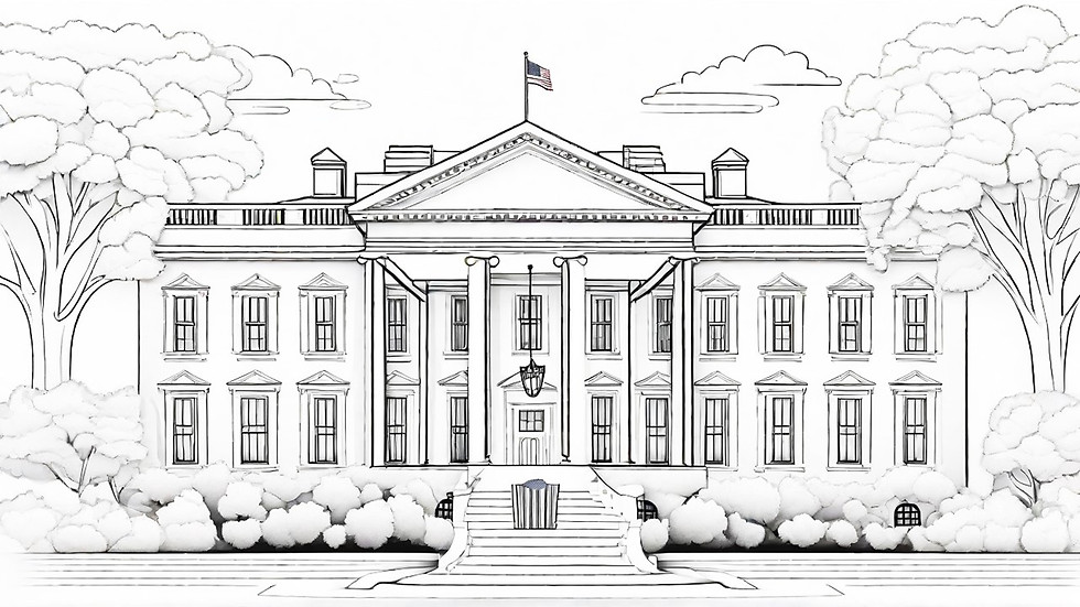 Coloring book for the creative architect. Image of the white house building