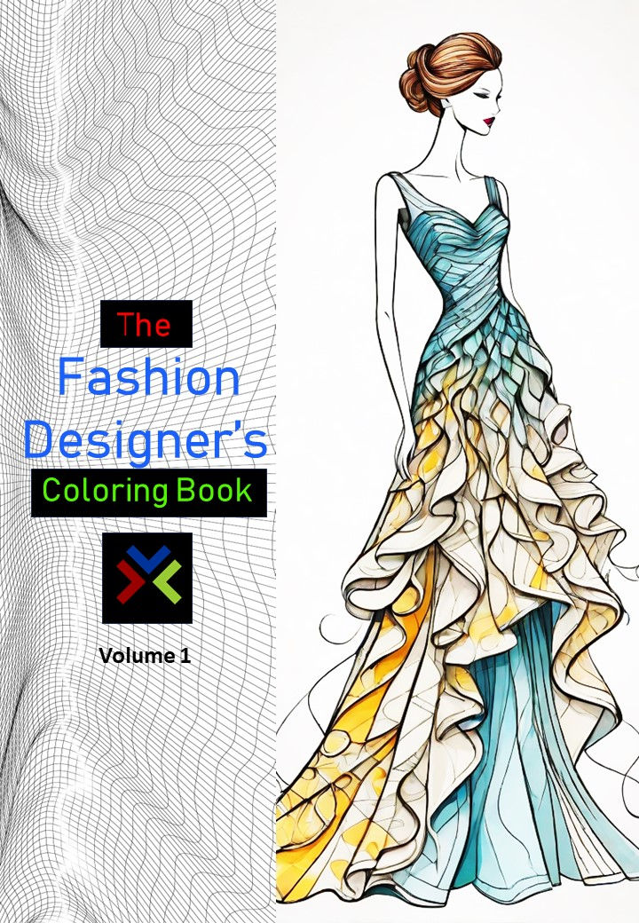 coloring book for the creative fashion designer. image of a female fashion model