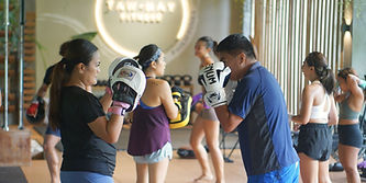 A boxing group class at Tawhay gym