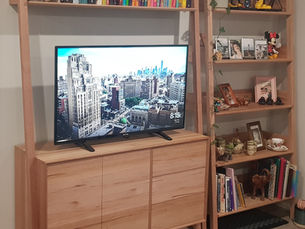 Building a ladder inspired contemporary TV console cabinet