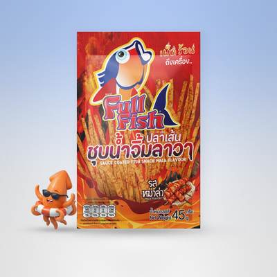 ปลาเส้นชุบน้ำจิ้มลาวา FullFish รสหม่าล่า ขนาด 45 กรัม