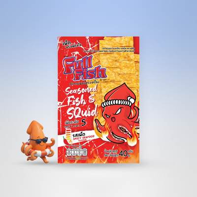 ปลาแผ่นอบทรงเครื่อง FullFish รสเผ็ด (ซีฟู้ด) 40 กรัม