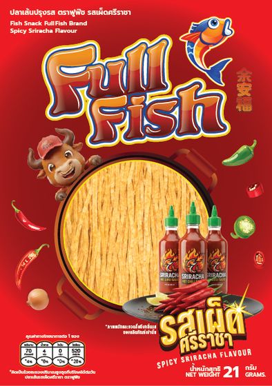 ปลาเส้น FullFish รสเผ็ดศรีราชา ขนาด 21 กรัม