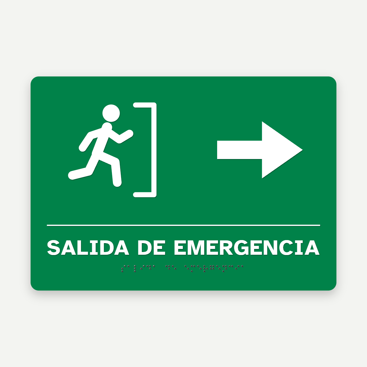 Señalética braille salida de emergencia 30 × 21 cm