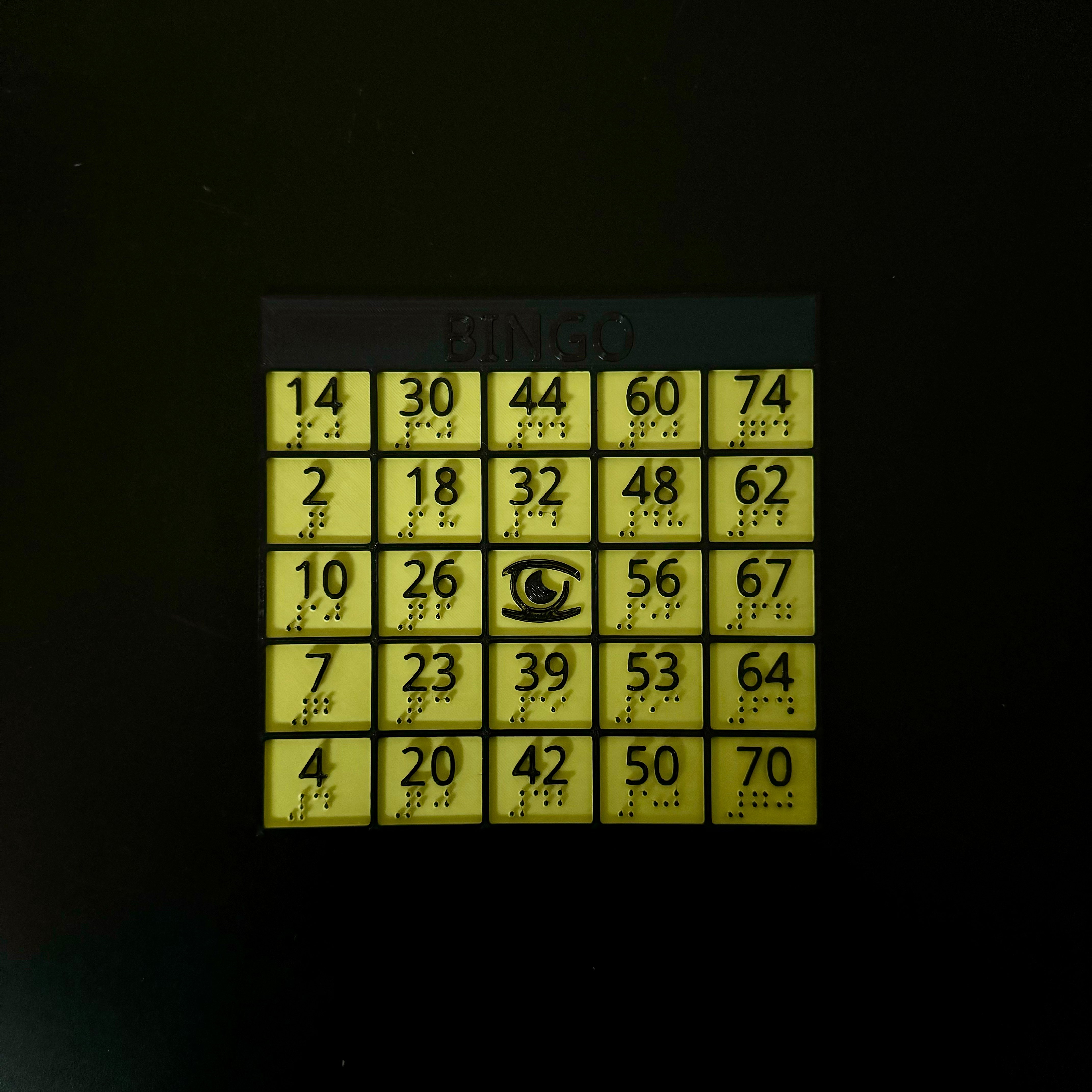 Cartilla de Bingo en braille