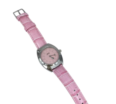 Miniatura: Reloj táctil con correa de cuero rosa