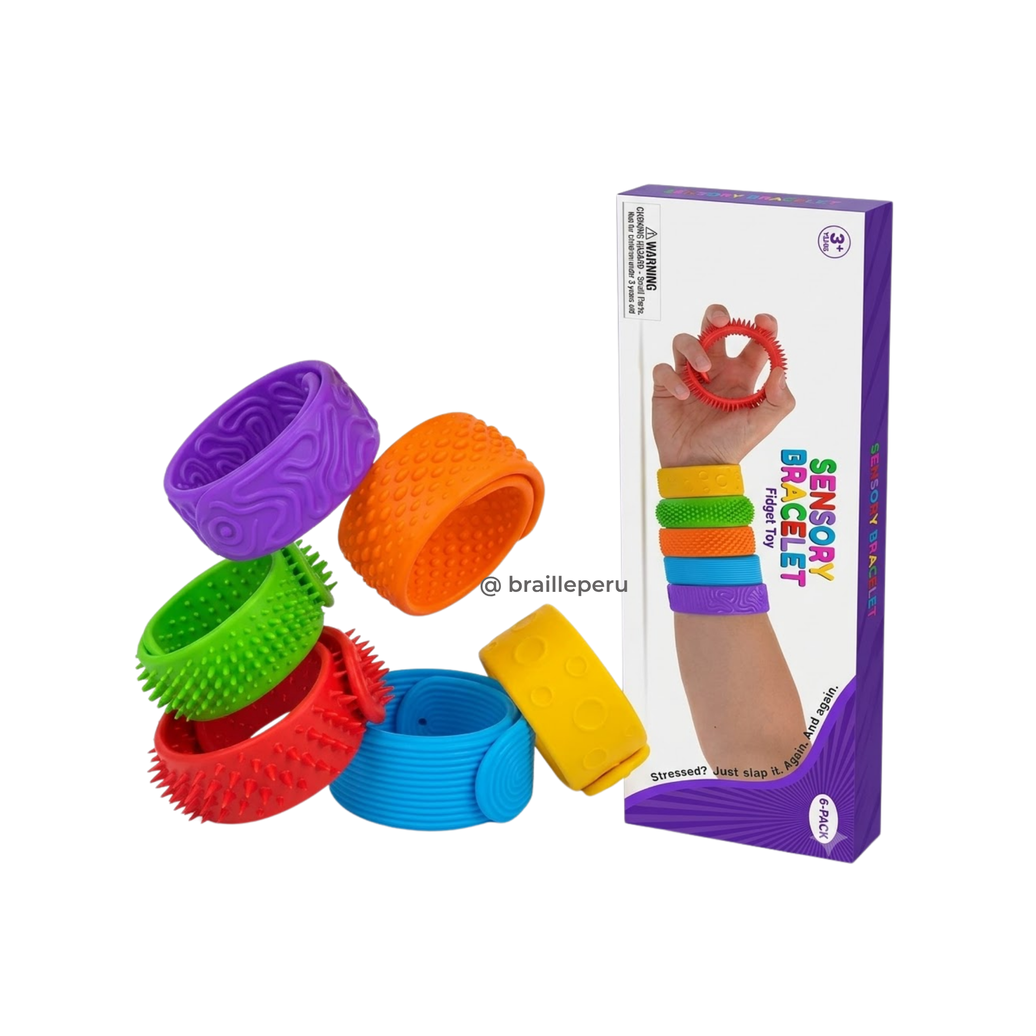 Pulseras Sensoriales Texturizadas — Autismo, TDAH y Autorregulación (Pack de 6)
