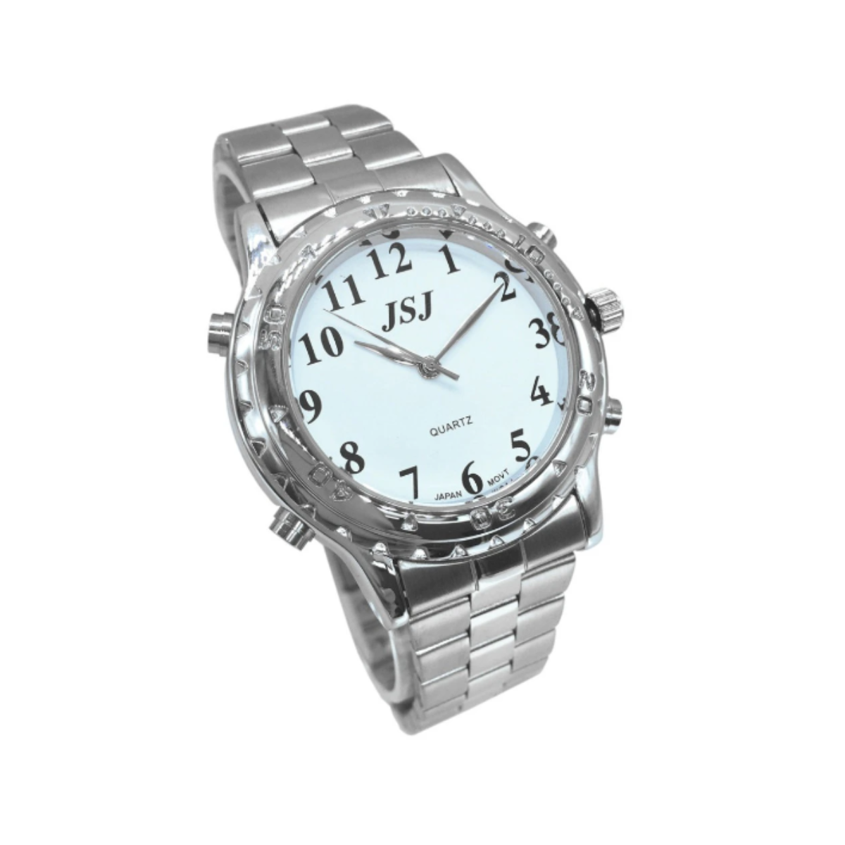 Reloj parlante metal con correa de acero