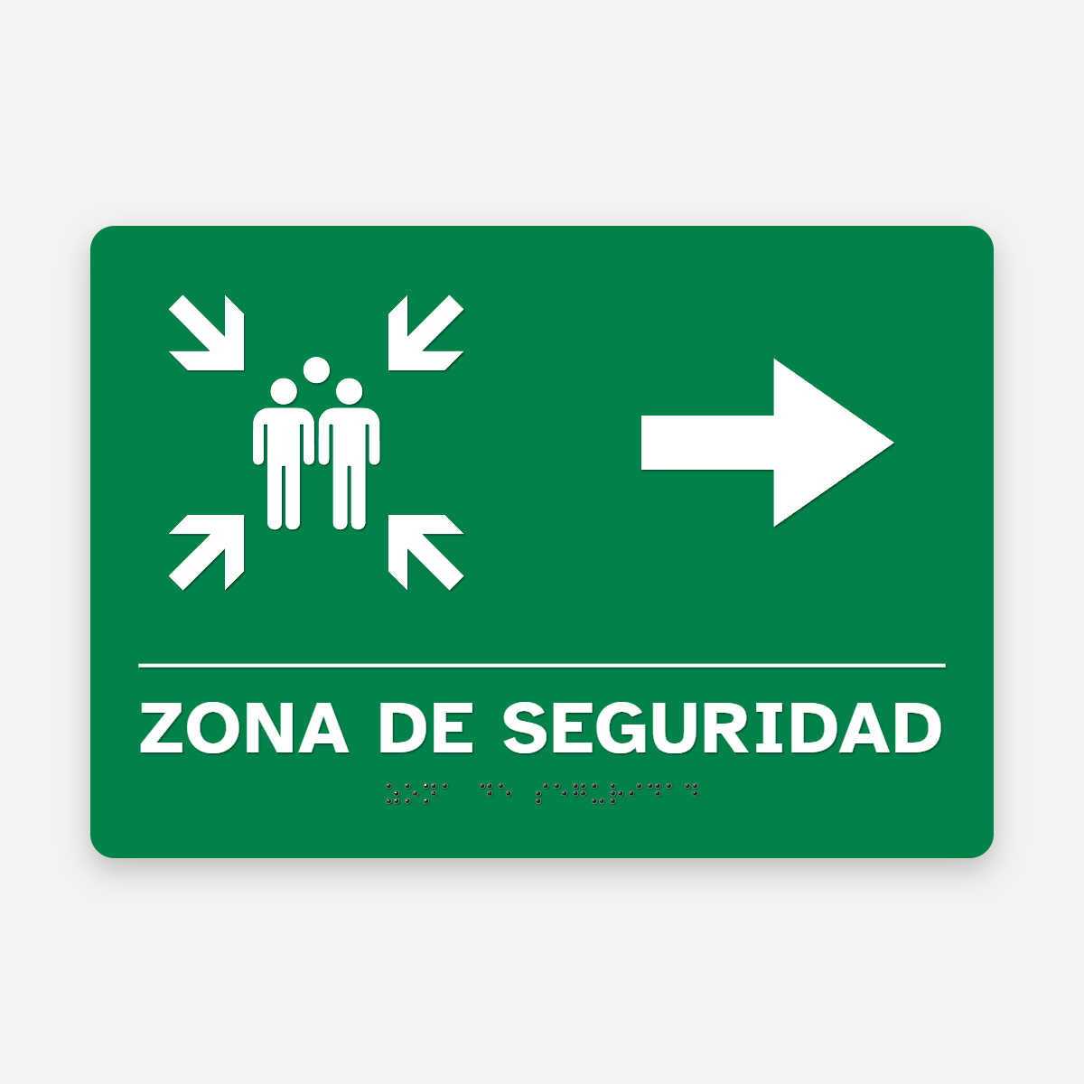 Señalética braille zona de seguridad 30 × 21 cm