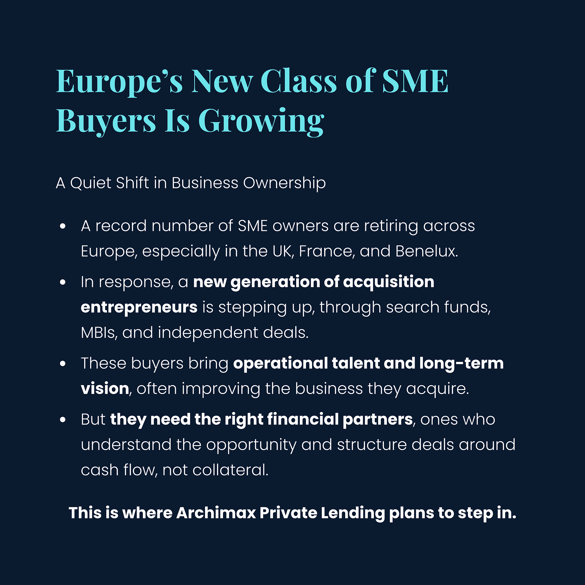 A new class of SME buyers is emerging across Europe