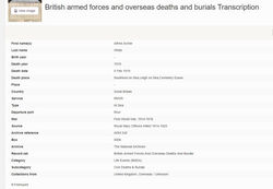 Alfred White death record transcription