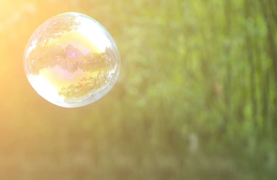 giant bubble with nature background