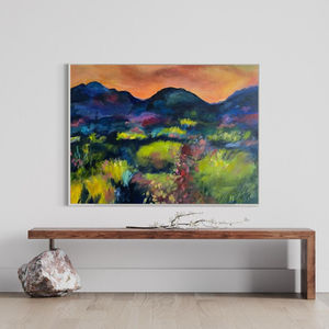 a painting called mountain sunset