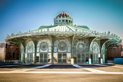 Historic copper-clad Asbury Park Carousel House rotunda restored with ornate green ironwork