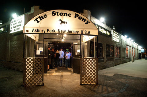 The Stone Pony's iconic entrance sign, the legendary Asbury Park music venue that launched Bruce Springsteen's career