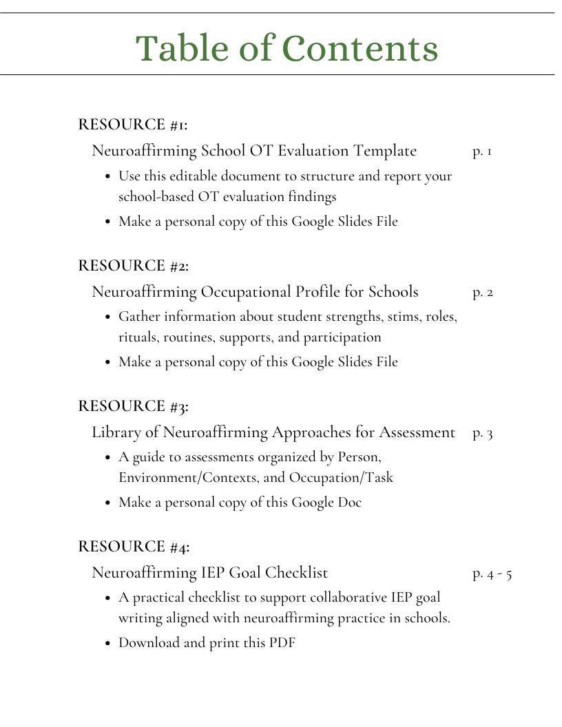Thumbnail: Neuroaffirming OT Evaluation Toolkit