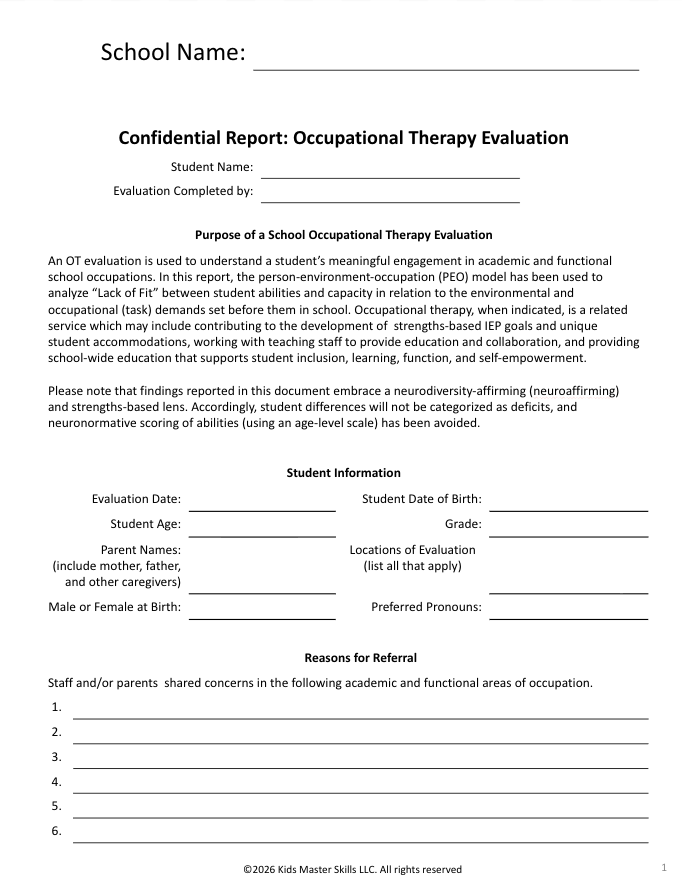 Thumbnail: Neuroaffirming OT Evaluation Toolkit