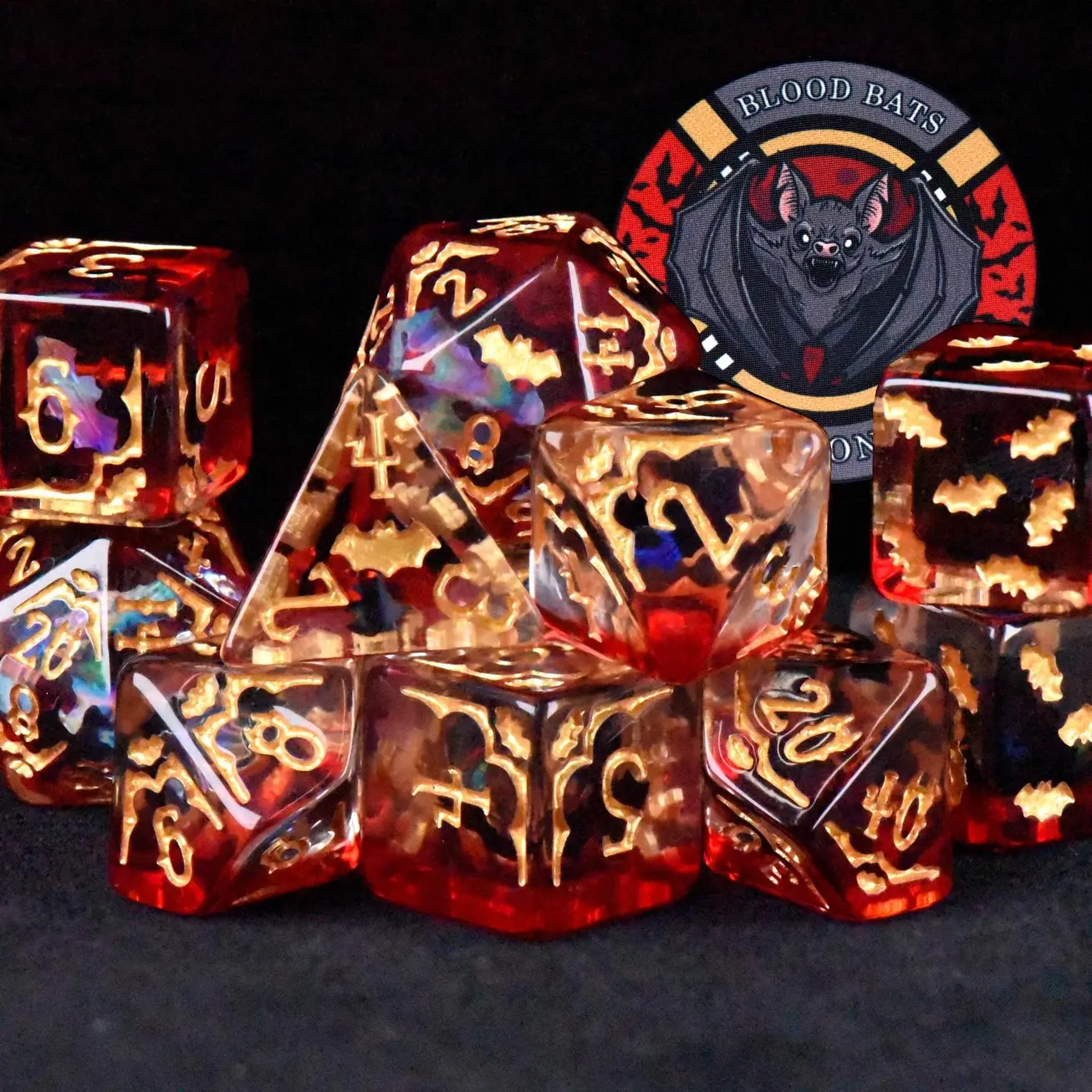 Blood Bats and Beyond 11 Piece Dice Set