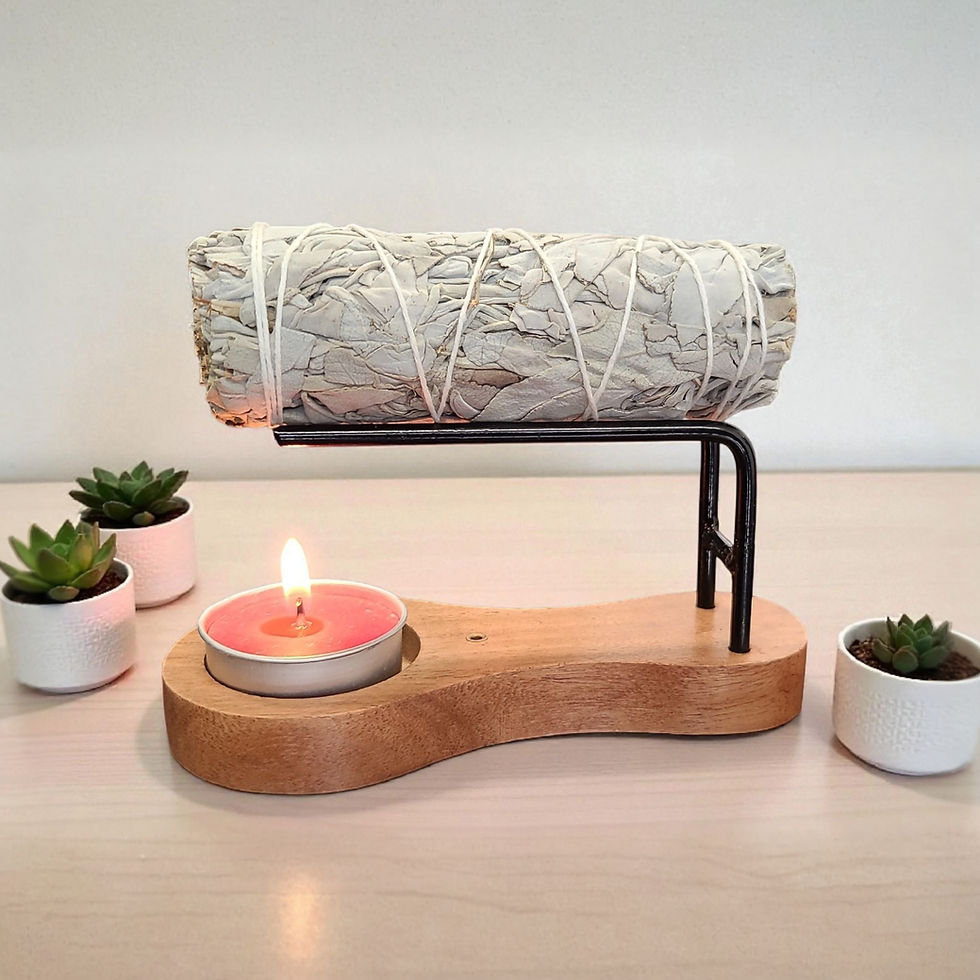 Thumbnail: Wooden 3 in 1 Sage Burner, Candle Holder & Incense Burner