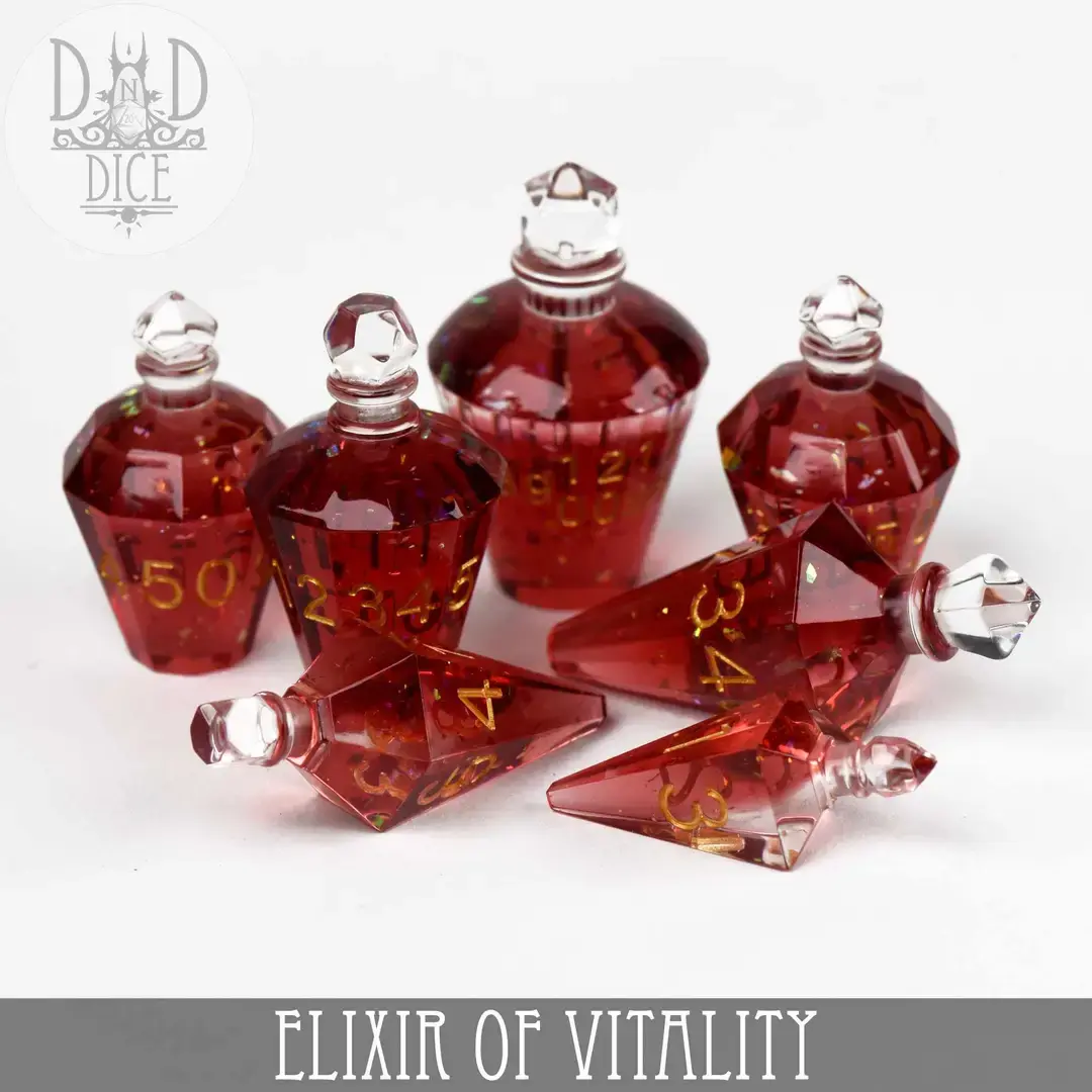 Elixir of Vitality 7 Piece Handmade Dice Set