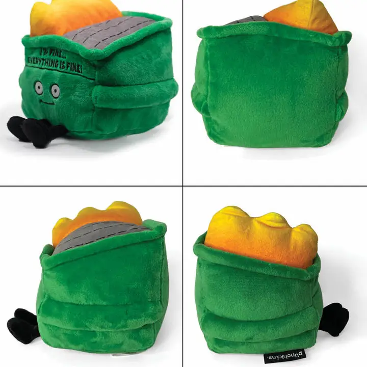 Punchkins Dumpster On Fire Plushie - I'm Fine, Everything Is Fine! Dumpster Fire Plush, Emotional Support Plush, Funny Plush Toy For Gifting