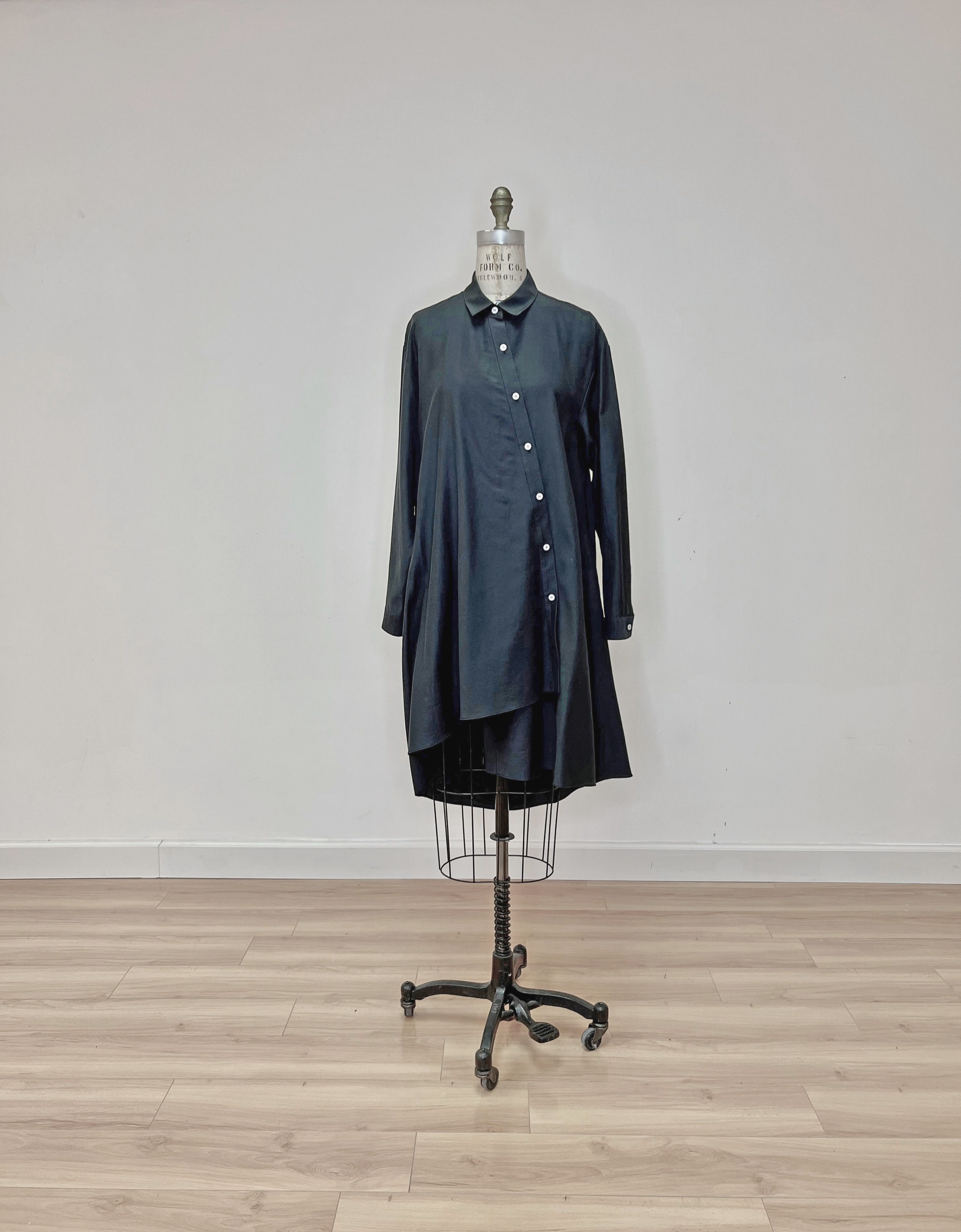 Asymmetric Shirt Dress with Drape