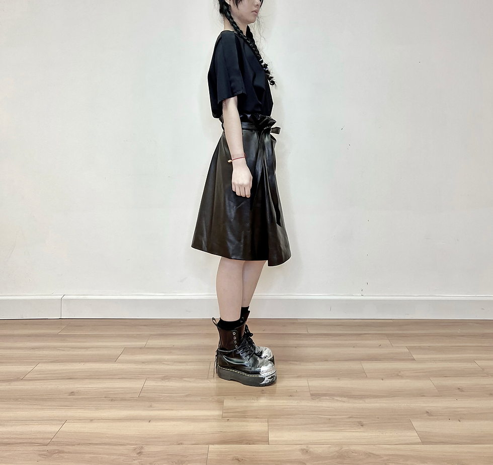Thumbnail: Leather Wrap Skirt /Pre-order
