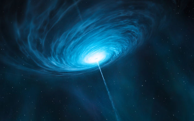 An artist's depiction of a quasar. Retrieved from ESO/M. Kornmesser. Licensed under CC BY 4.0.