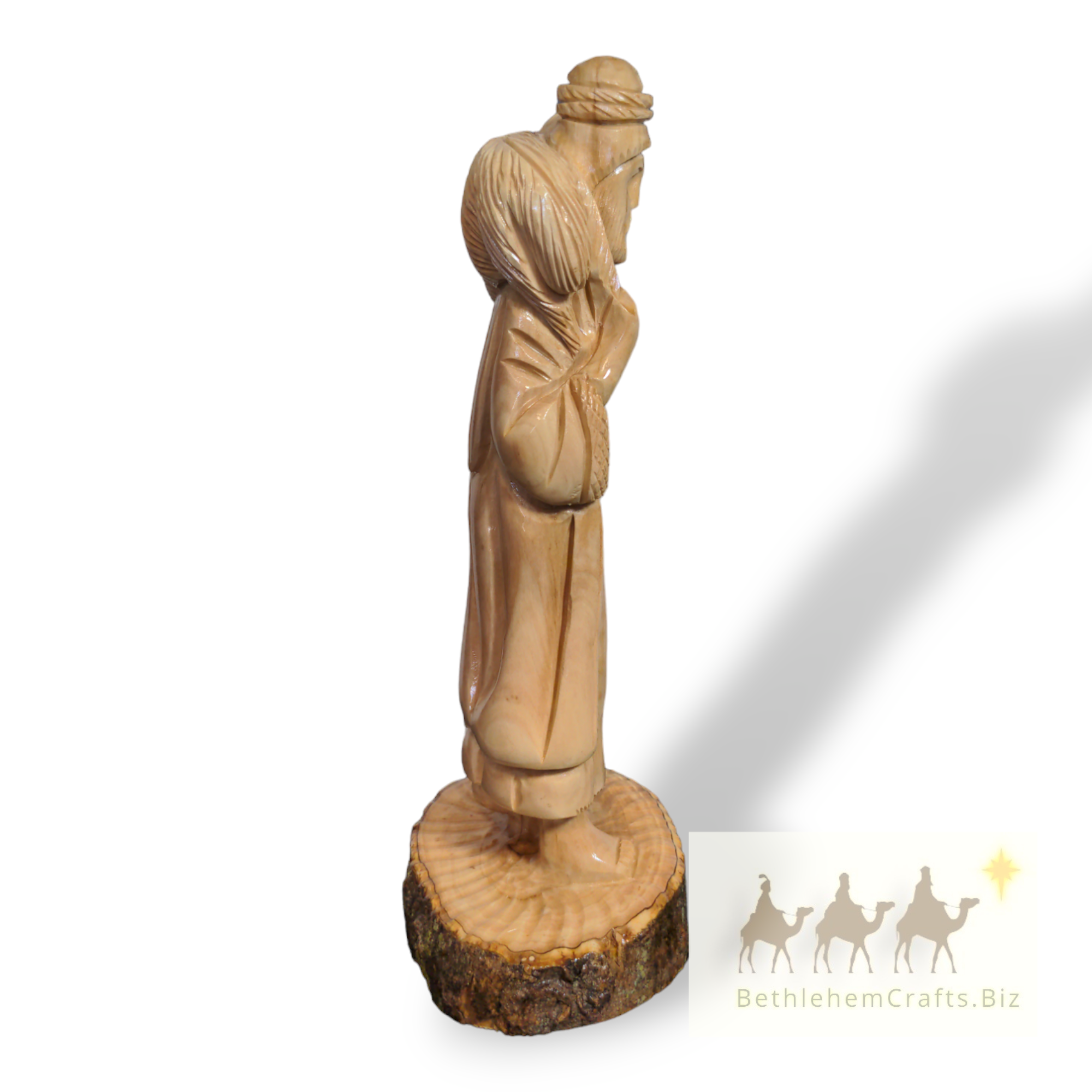 Authentic Holy Land olive wood jesus the good shepherd statue carving handmade in Bethlehem for Christian some d�cor gift