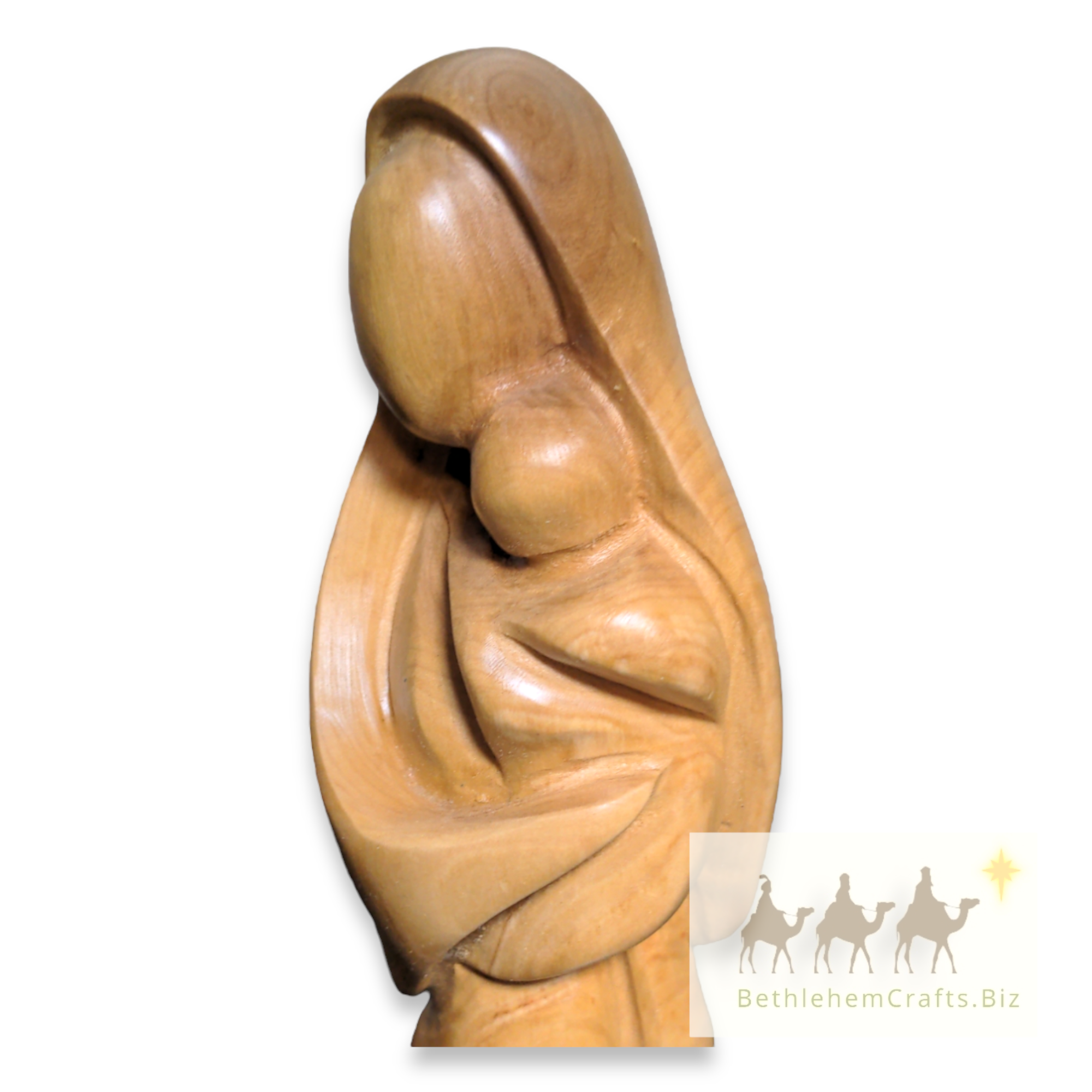 Authentic Holy Land olive wood virgin mary statue handmade in Bethlehem for modern Catholic d�cor new mom baby baptism gift
