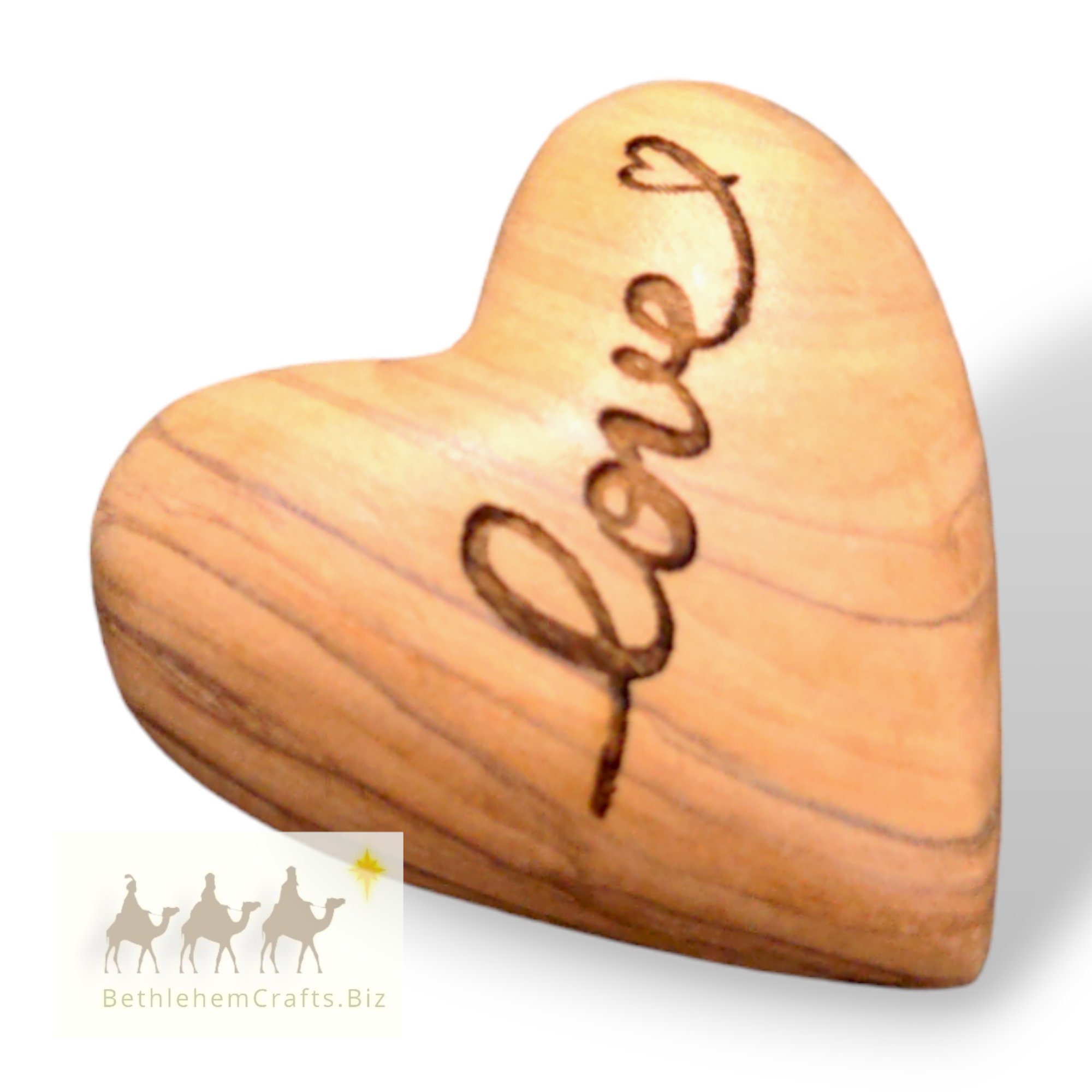 Authentic Holy Land olivewood pocket hearts handmade in Bethlehem. custom personalized valentines anniversary Christian gift
