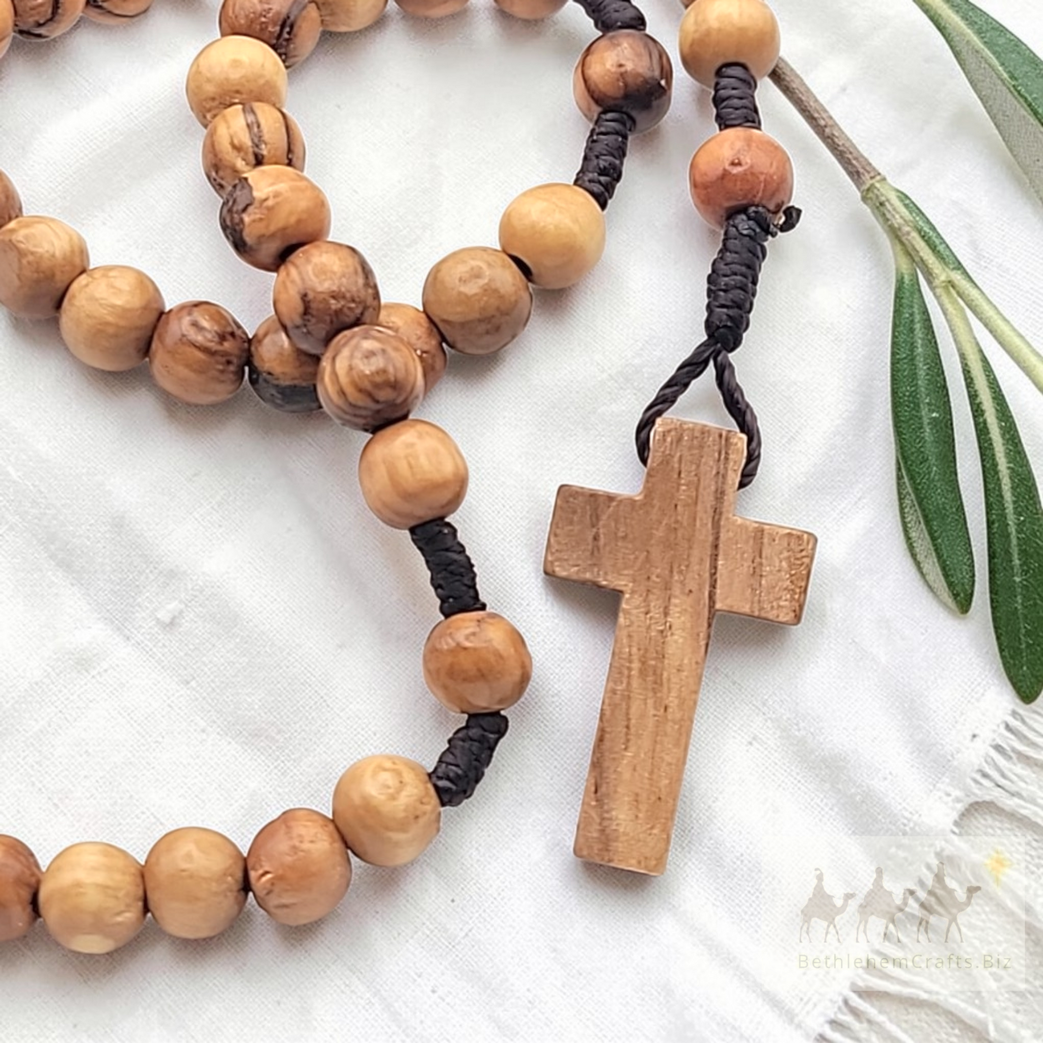 Custom Olive Wood Rosary with Wooden Cross - My First Catholic Prayer Beads