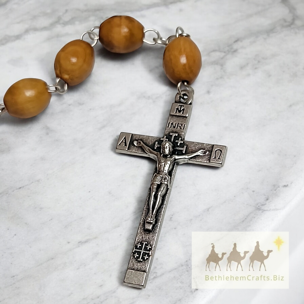 Thumbnail: Authentic Holy Land olive wood rosary handmade in Bethlehem for Catholic prayer beads baptism confirmation 1st communion gift