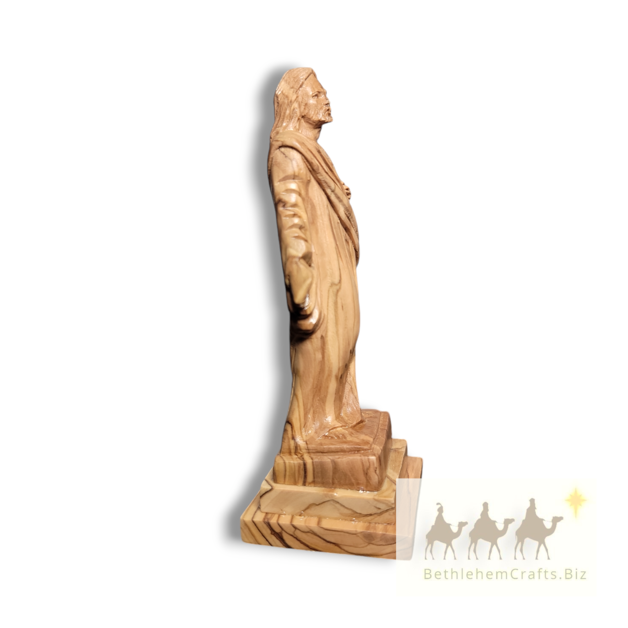 Authentic Holy Land olive wood sacred heart of jesus carving handmade in Bethlehem for christian catholic home d�cor or gift