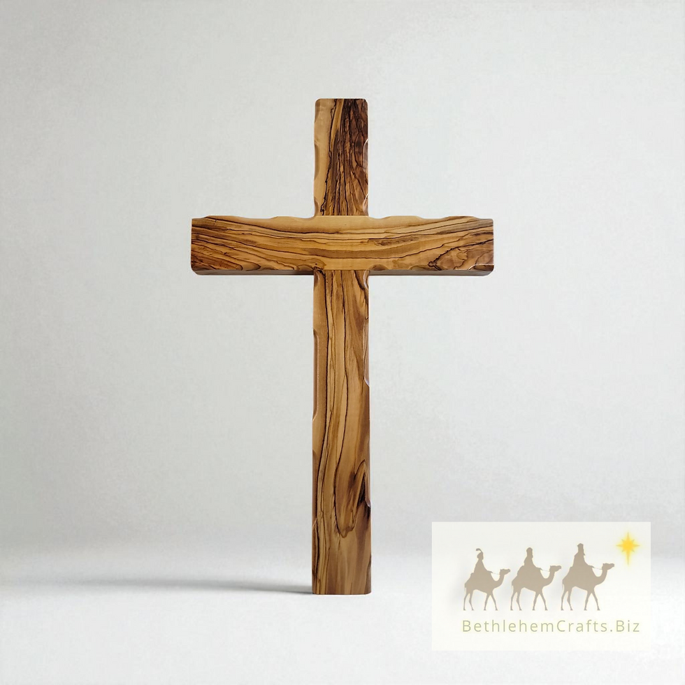 Thumbnail: Authentic Holy Land olivewood plain empty latin wall cross handmade in Bethlehem minimalist Christian d�cor religious gift