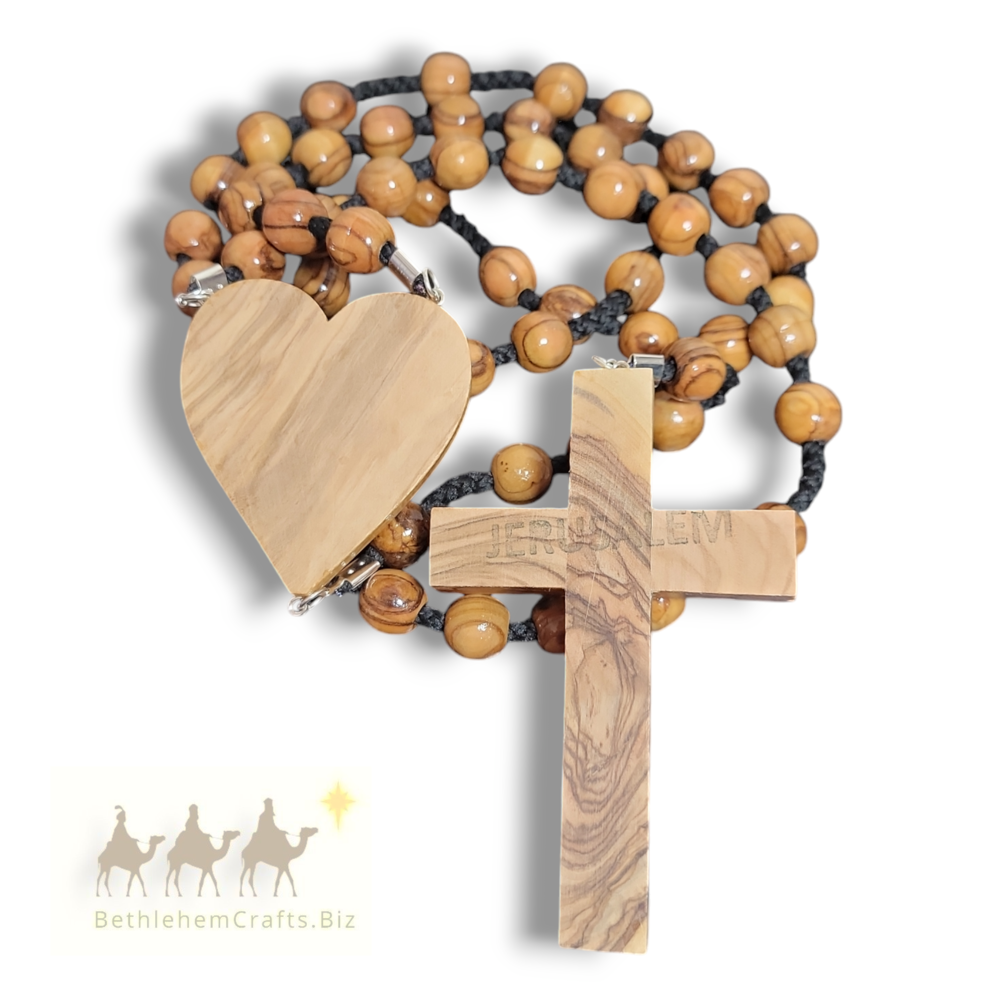 Authentic Holy Land olive wood giant wall rosary handmade in Bethlehem for custom Personalized Catholic gift and home decor