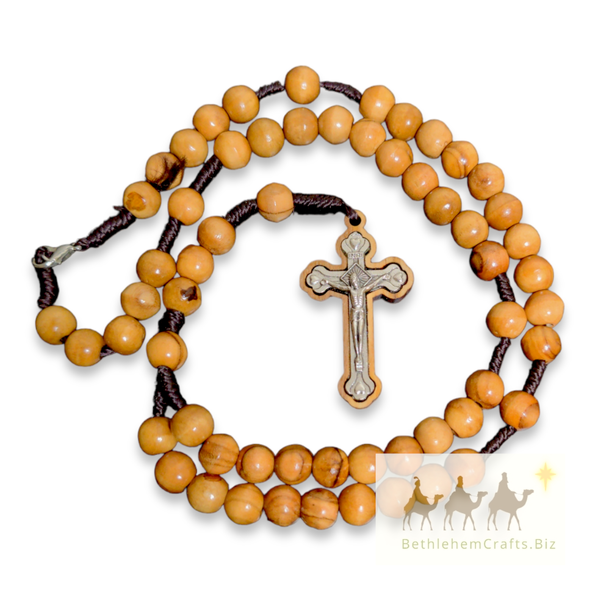 Authentic Holy Land olivewood rope rosary handmade in Bethlehem Catholic prayer beads baptism 1st communion confirmation gift