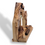 Thumbnail: small handmade olivewood nativity scene from the Holy Land, rustic wooden Christmas decoration on a shelf with a golden bell
