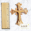 Thumbnail: Small wall hanging crucifix with Tau symbol and Jerusalem Cross detail, 4" handmade olive wood cross from Bethlehem