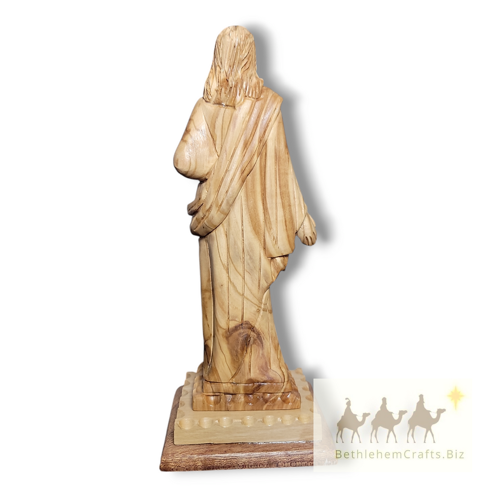 Thumbnail: Authentic Holy Land olive wood sacred heart of jesus carving handmade in Bethlehem for christian catholic home d�cor or gift