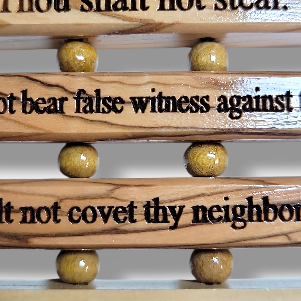 Thumbnail: Authentic Holy Land olive wood ten commandments wall hanging bible verse sign handmade in Bethlehem for Christian d�cor gift