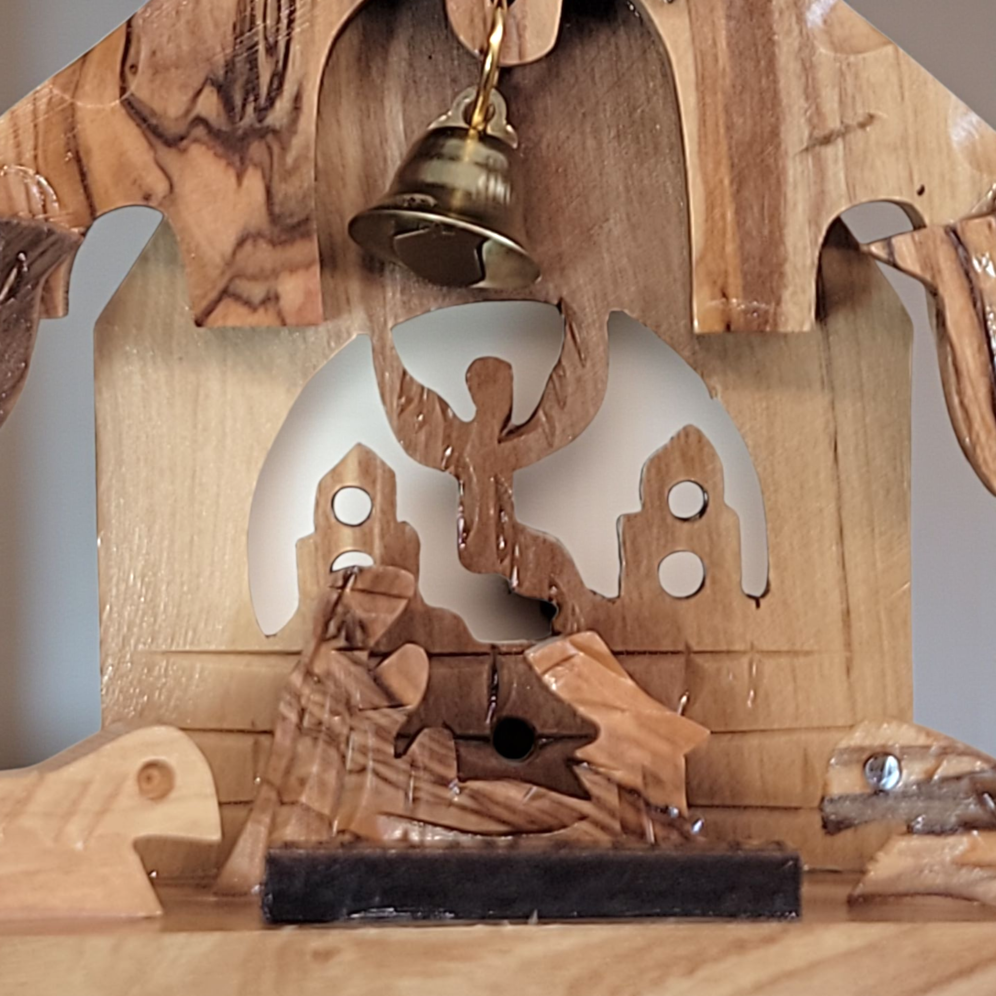 Authentic Holy Land olive wood nativity scene small shelf decoration handmade in Bethlehem for Christian Christmas d�cor gift