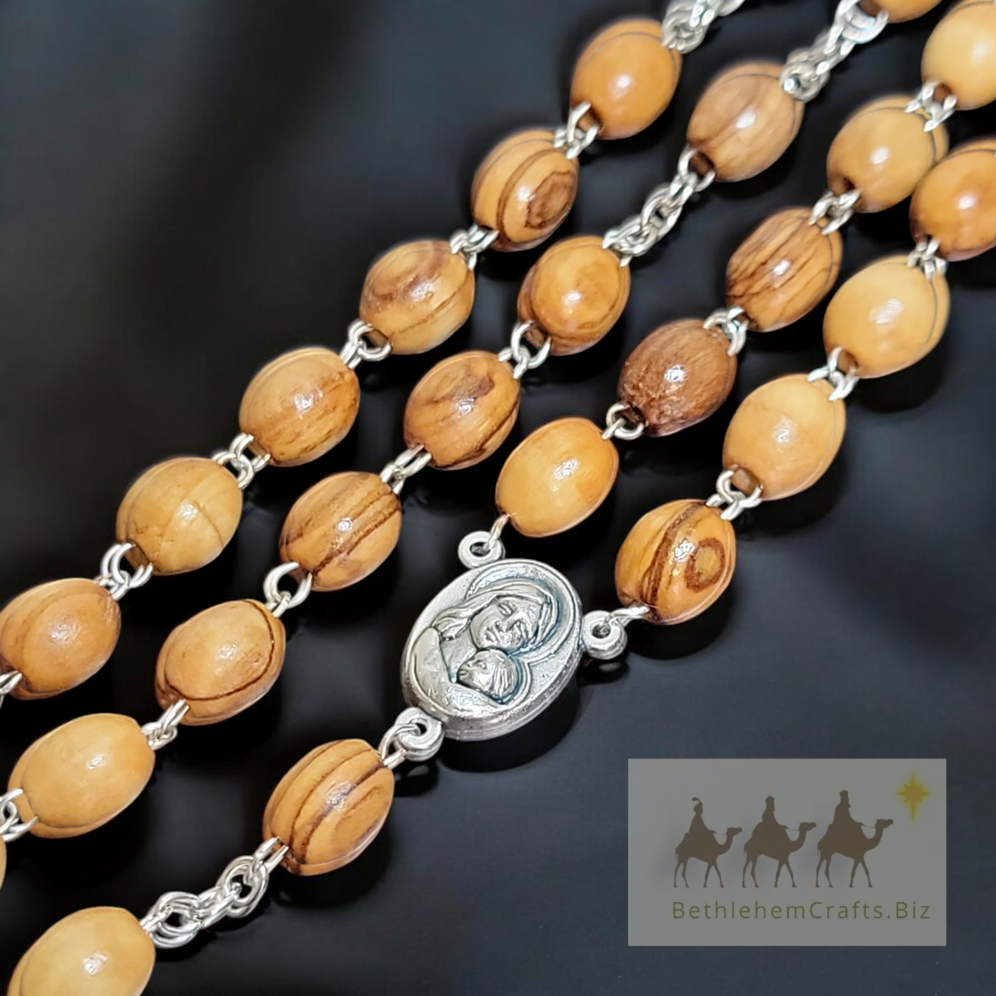 Authentic Holy Land olive wood rosary handmade in Bethlehem for Catholic prayer beads baptism confirmation 1st communion gift