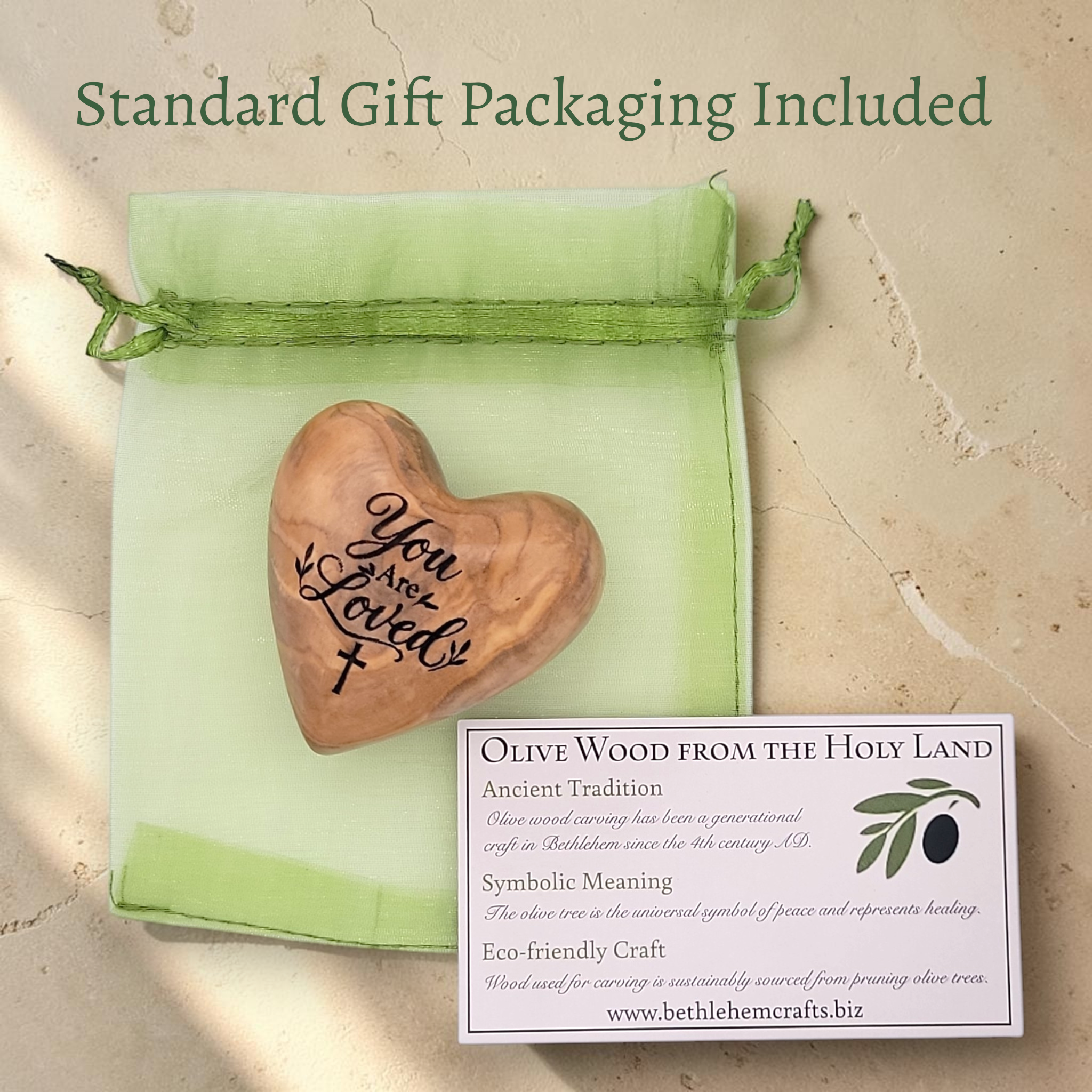 Custom Olive Wood Pocket Hearts – Bulk Church Gifts from Bethlehem