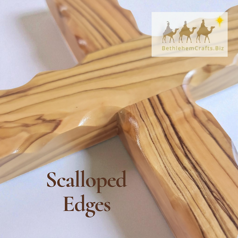Thumbnail: Authentic Holy Land olivewood plain empty latin wall cross handmade in Bethlehem minimalist Christian d�cor religious gift