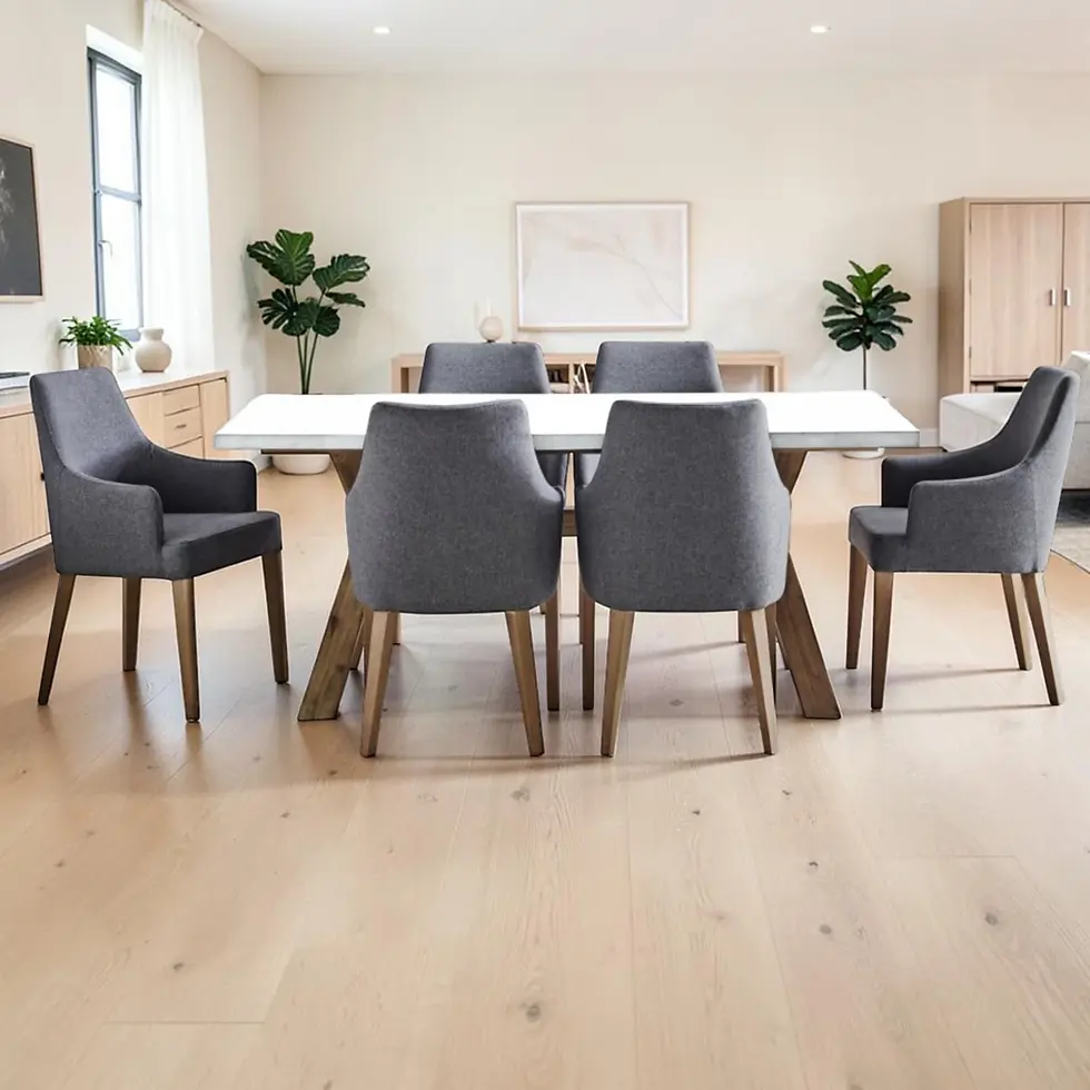 Liberty Solid Concrete Top 7 Piece Dining Set with Fabric Chairs | Citylife Furniture, Brisbane
