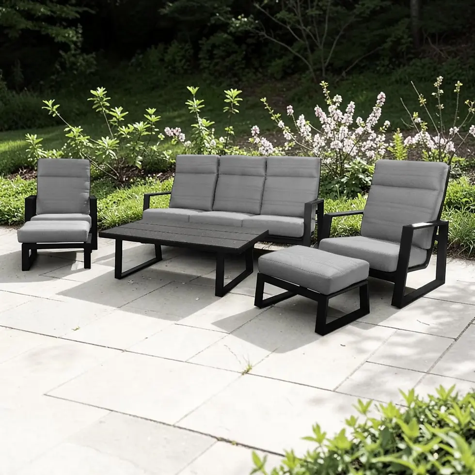 Thumbnail: New Brosa 6 Piece Outdoor Aluminium Lounge Set - Charcoal | Citylife Furniture, Brisbane