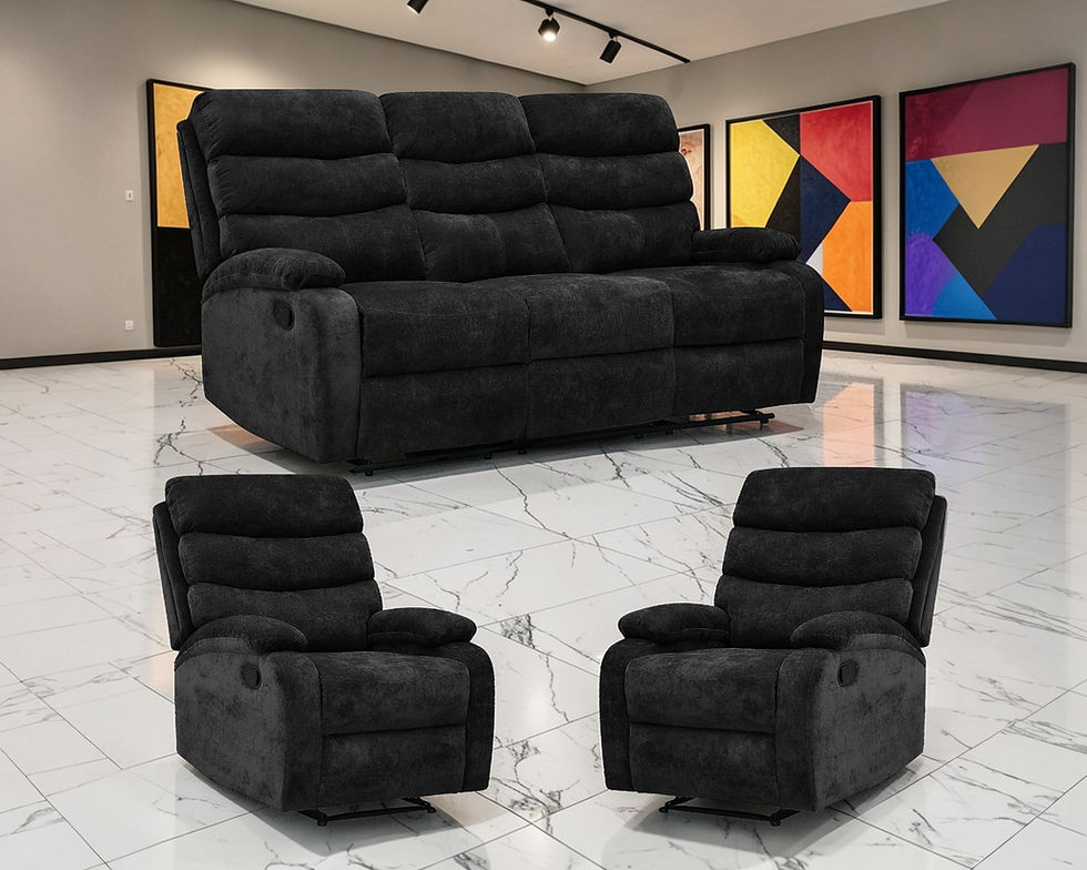 Brand New MONTANA Manual Recliner Lounge in 1 Seater, 3 Seater in Black & Dark Grey Fabric | Citylife Furniture, Brisbane