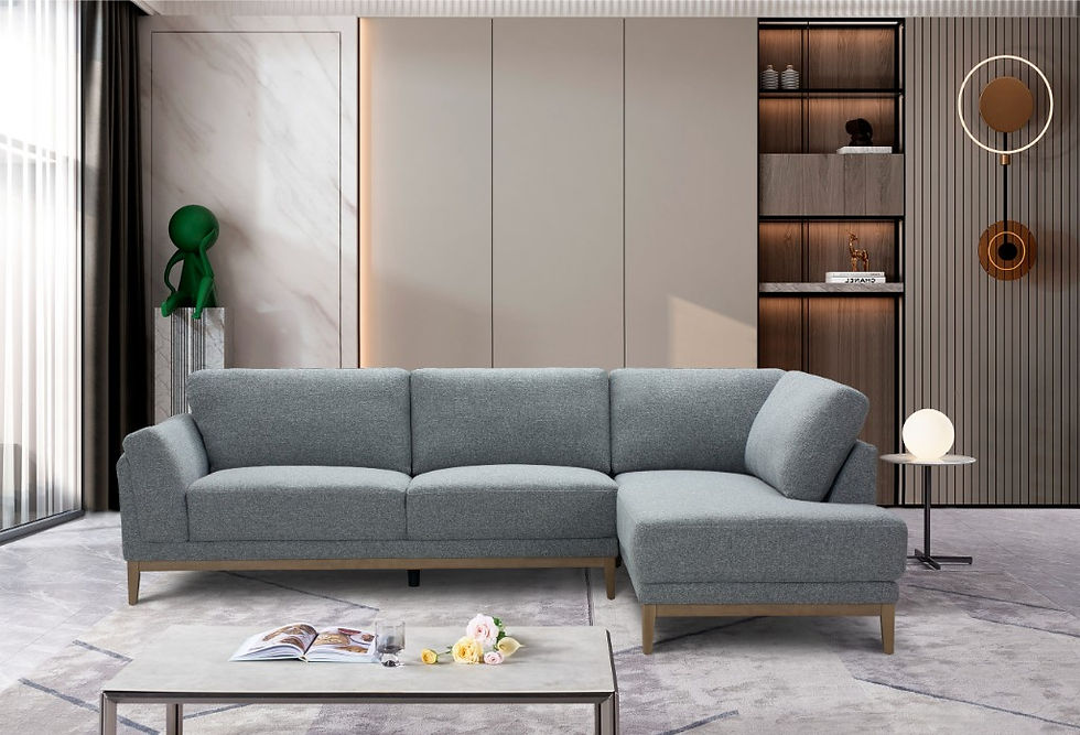 Brand New ETON 3 Seater with RHF Chaise Lounge in Grey Fabric Color | Citylife Furniture, Brisbane