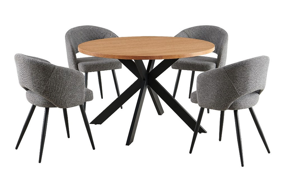 Thumbnail: New Barlow Modern Round Dining Table with Matzo Chair Set - 5PC Dining Set | Citylife Furniture, Brisbane